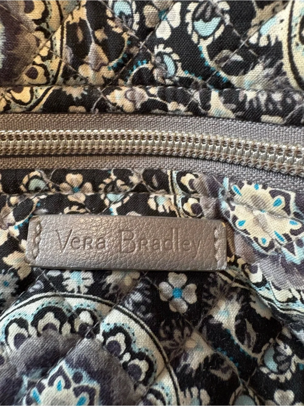 Vera Bradley Black and Gray Quilted Medallion Backpack